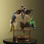 Parkieten op Kooi Taxidermie Opgezette Dieren By Max, Ophalen of Verzenden, Nieuw, Vogel, Opgezet dier