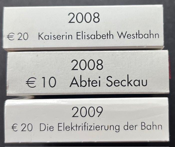 Oostenrijk. 10 Euro / 20 Euro 2008/2009 (3 stuks) Proof, Postzegels en Munten, Munten | Europa | Euromunten