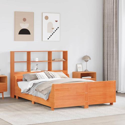 vidaXL Bed met boekenkast zonder matras hout wasbruin, Huis en Inrichting, Slaapkamer | Bedden, Nieuw, Verzenden