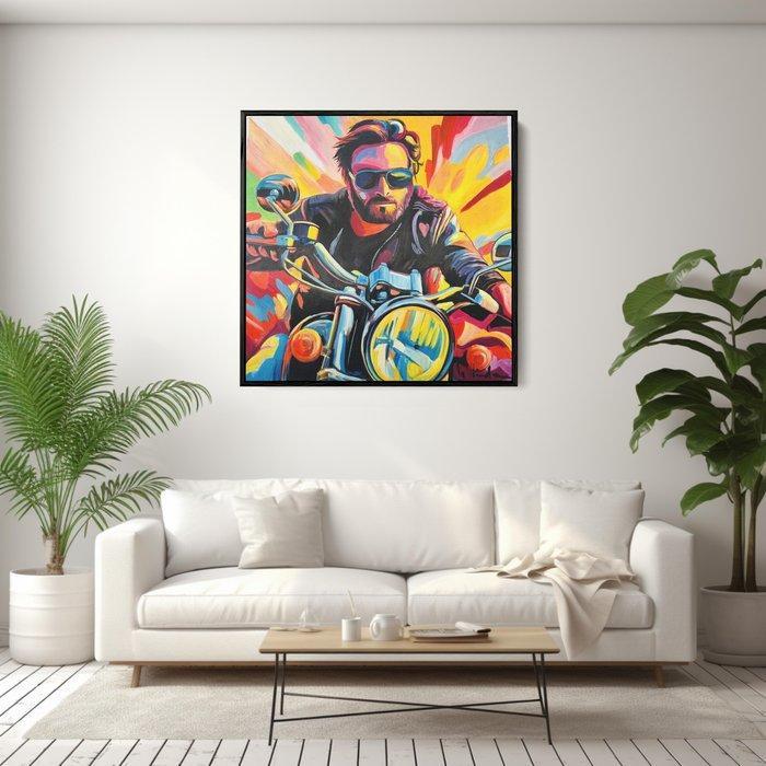 DR HIDE - (100% handpainted !) Biker for Speed, Antiek en Kunst, Kunst | Schilderijen | Modern
