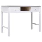 vidaXL Bureau 108x45x76 cm massief paulowniahout wit, Huis en Inrichting, Bureaus, Verzenden, Nieuw