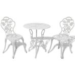 vidaXL Ensemble de bistro 3 pcs Aluminium coulé Blanc, Jardin & Terrasse, Verzenden, Neuf