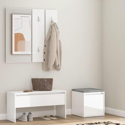 vidaXL Garderobe set bewerkt hout hoogglans wit, Huis en Inrichting, Overige Huis en Inrichting, Nieuw, Verzenden