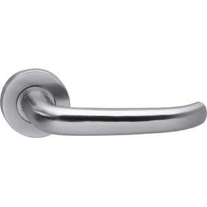 Intersteel enkele deurkruk rechts Sabel op rond rozet RVS, Doe-het-zelf en Bouw, Hang- en Sluitwerk, Ophalen of Verzenden