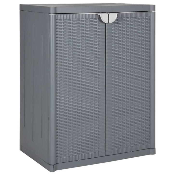 vidaXL Tuinkast 65x45x88 cm polypropeen rattan grijs, Huis en Inrichting, Kasten | Overige, Nieuw, Verzenden