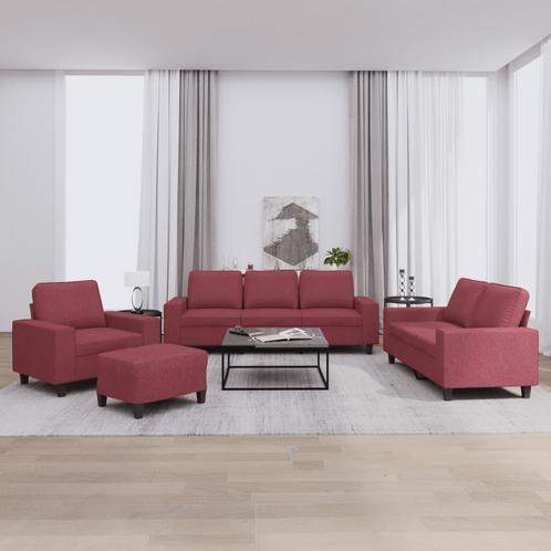 vidaXL 4-delige Loungeset stof wijnrood, Huis en Inrichting, Zetels | Zetels, Nieuw, Verzenden