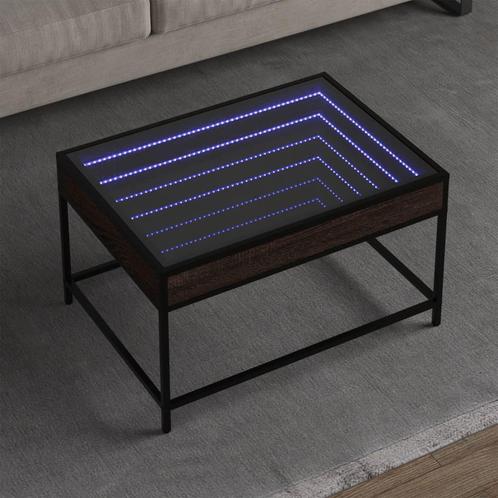 vidaXL Salontafel met Infinity LED 70x50x41 cm bruin, Huis en Inrichting, Tafels | Salontafels, Nieuw, Verzenden