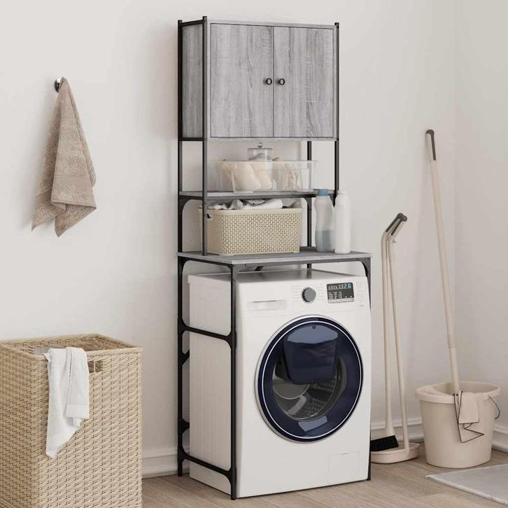 vidaXL Wasmachinekast 68x48,5x194 cm grijs sonoma, Electroménager, Lave-linge, Envoi