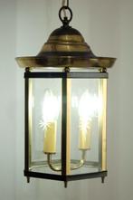 Chique Messing Hanglamp met Gegraveerd Kristal - Plafondlamp, Nieuw