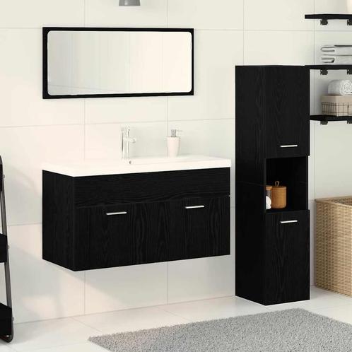 vidaXL Badkamer Meubelset 4 pcs Zwart Eiken 90 x 38.5 x 46, Huis en Inrichting, Badkamer | Badkamermeubels, Nieuw, Verzenden