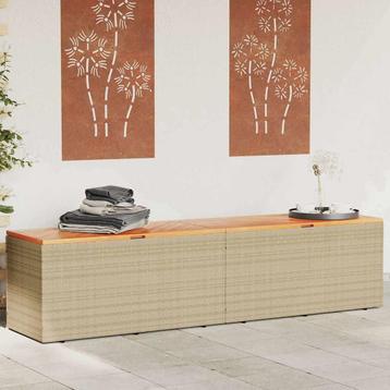 vidaXL Tuinbox 220x50x54 cm poly rattan en acaciahout beige, Verzenden