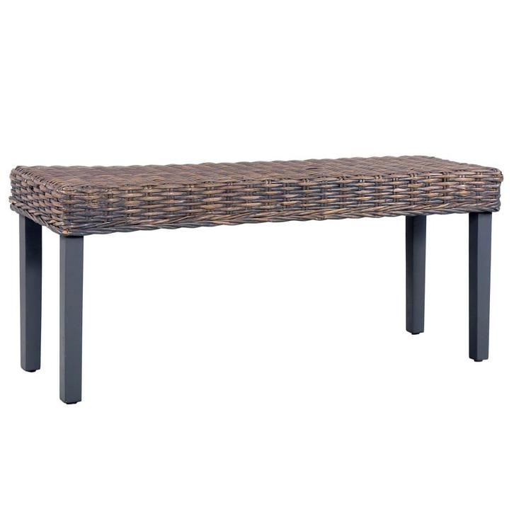 vidaXL Bankje 110 cm natuurlijk kubu rattan en massief, Huis en Inrichting, Stoelen, Nieuw, Verzenden