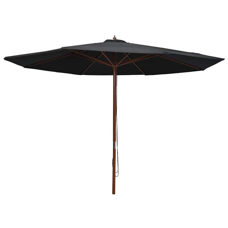 vidaXL Parasol met houten paal 350 cm zwart, Tuin en Terras, Parasols, Nieuw, Verzenden