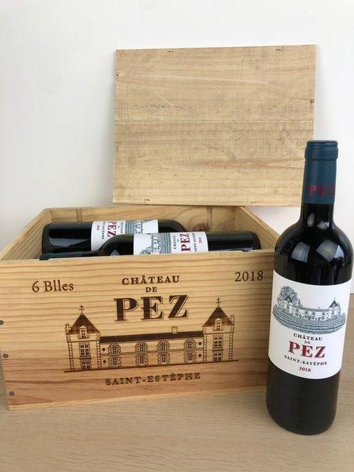 2018 Château de Pez - Bordeaux, Saint-Estèphe - 6 Flessen, Verzamelen, Wijnen