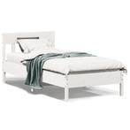 vidaXL Cadre de lit avec tête de lit blanc 90x200cm bois, Neuf, Verzenden