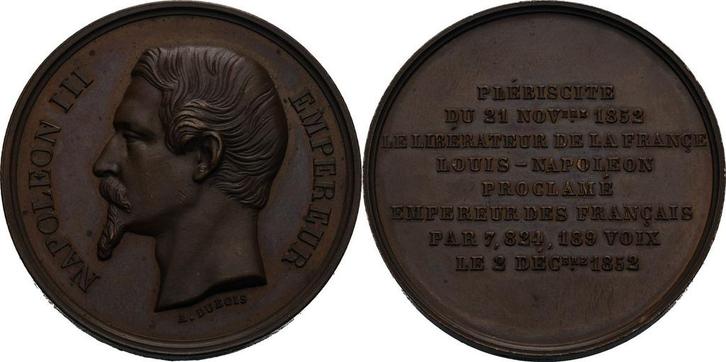 Brons medaille Frankreich Napoleon Iii 1852-1870, Timbres & Monnaies, Monnaies | Europe | Monnaies non-euro, Envoi