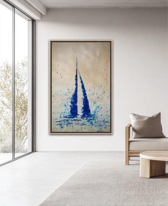 Helena Romano - Barca a vela blu, Antiquités & Art, Art | Peinture | Moderne