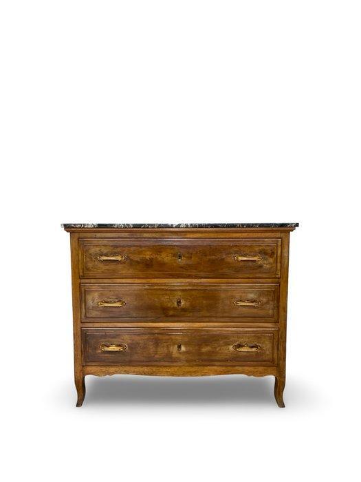 Ladekast - Walnoot, Hout, Messing, Marmer, Antiek en Kunst, Curiosa en Brocante