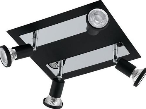 Veiling - EGLO Sarria plafondspot 4lichts zwart/chroom 24, Huis en Inrichting, Lampen | Spots, Gebruikt