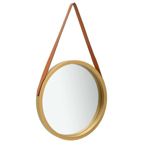 vidaXL Wandspiegel met band 50 cm goudkleurig, Huis en Inrichting, Woonaccessoires | Spiegels, Nieuw, Verzenden