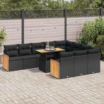 vidaXL 11-delige Loungeset met kussens poly rattan acacia, Tuin en Terras, Tuinsets en Loungesets, Verzenden, Nieuw, Loungeset