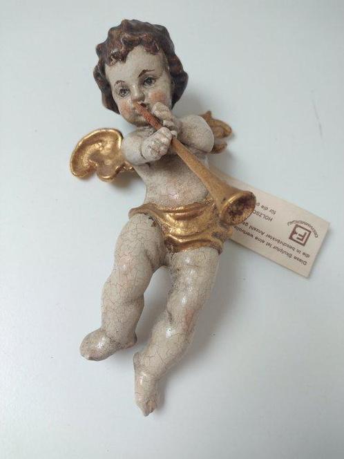 Snijwerk, Oberammergau Holzfigur - farbiger Engel mit, Antiek en Kunst, Antiek | Boeken en Manuscripten