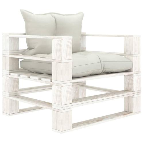 vidaXL Tuinbank met beige kussens pallet hout, Tuin en Terras, Tuinsets en Loungesets, Nieuw, Verzenden