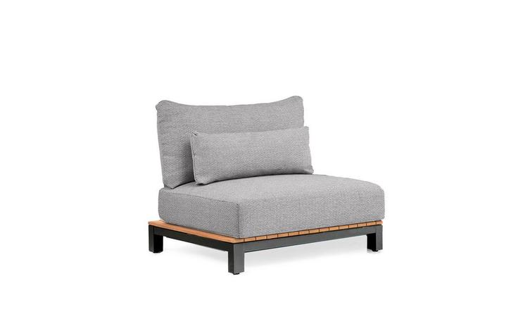 Suns Evora eenzitter antraciet frame/teak met light, Tuin en Terras, Tuinsets en Loungesets