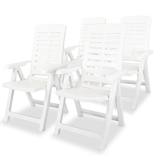 vidaXL Tuinstoelen 4 st verstelbaar kunststof wit, Tuin en Terras, Tuinstoelen, Nieuw, Verzenden