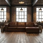 Leren hoekbank Flow - 3 zits + longchair, Ophalen of Verzenden