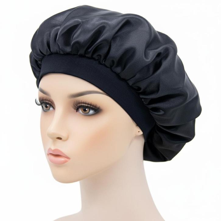 Zijden Slaapmuts Zwart - Slaap Muts - Bonnet, Verzamelen, Overige Verzamelen, Verzenden