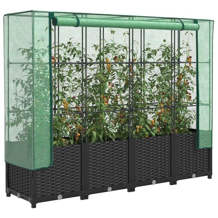vidaXL Verhoogde plantenbak met kashoes rotanlook 160x40x138, Tuin en Terras, Bloempotten, Nieuw, Verzenden