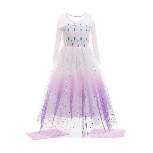 Prinsessenjurk - Paarse kristallen Elsa jurk - Kleedje, Kinderen en Baby's, Carnavalskleding en Verkleedspullen, Verzenden