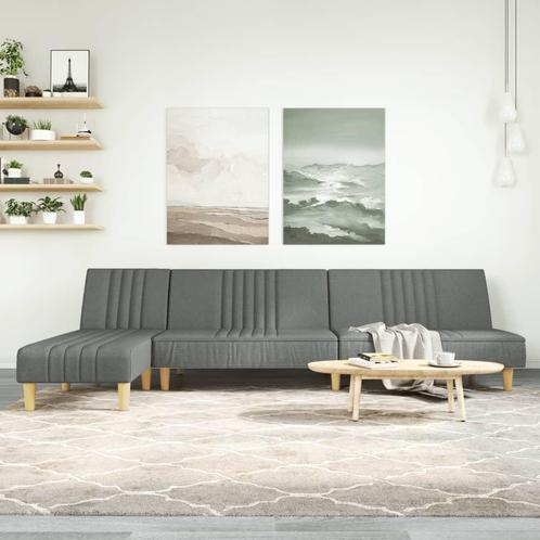 vidaXL Slaapbank L-vormig 255x140x70 cm stof donkergrijs, Huis en Inrichting, Zetels | Zetels, Nieuw, Verzenden