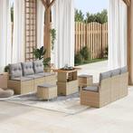 vidaXL Tuinbank Set met kussen 9 pcs Beige Poly rattan, Tuin en Terras, Verzenden, Nieuw