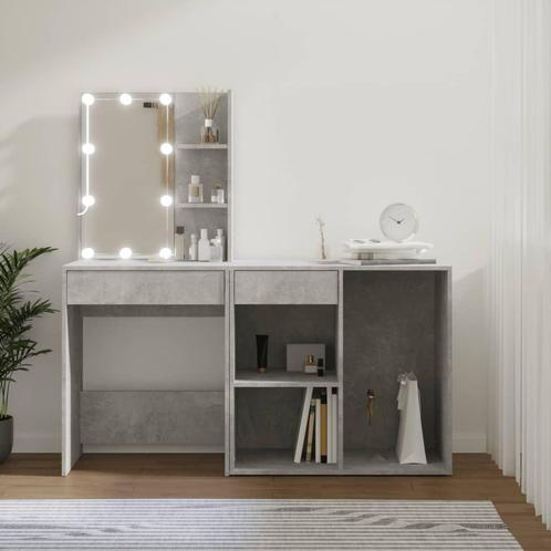 vidaXL Coiffeuse à LED avec armoire Gris béton Bois, Maison & Meubles, Tables | Coiffeuses, Neuf, Envoi