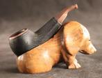 Antieke pijphouder - Sculpture, Teckel - 11 cm - Bois