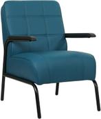 Blauwe leren industriële retro stoel - Hermes Leer Turquoise, Ophalen of Verzenden