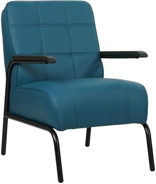 Blauwe leren industriële retro stoel - Hermes Leer Turquoise, Maison & Meubles, Fauteuils, Enlèvement ou Envoi
