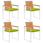 vidaXL Tuinstoelen 4 st met kussens massief acaciahout, Tuin en Terras, Tuinstoelen, Verzenden, Nieuw