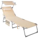 tectake Ligbed Chloé 4-niveaus, hoofdkussen en tas - beige, Tuin en Terras, Verzenden, Nieuw