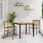vidaXL Tuin Eettafel Set 3 pcs Zwart 90 x 90 x 75 cm poly, Tuin en Terras, Tuinstoelen, Verzenden, Nieuw