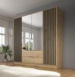 Kledingkast Eiken Zwart 206x51x200 Garderobekast spiegel, Huis en Inrichting, Kasten | Overige, Verzenden, Nieuw