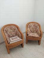 Fauteuil - Vimini - Een paar fauteuils van gevlochten rotan.