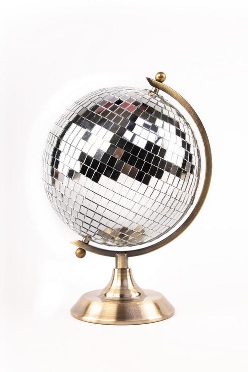Discobal Globe Zilver Wereldbol Vintage Wereld Aarde Planeet, Hobby en Vrije tijd, Feestartikelen, Nieuw, Ophalen of Verzenden