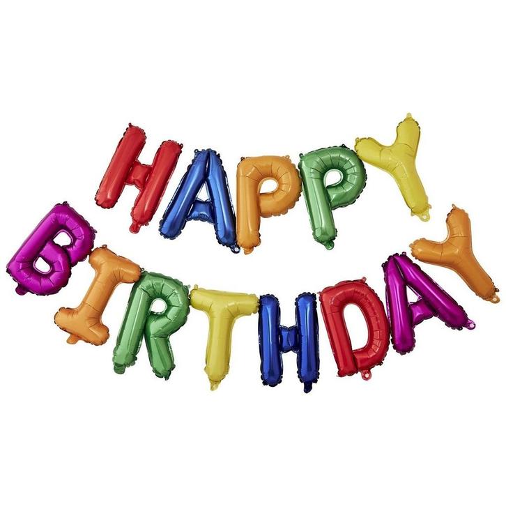 Regenboog Happy Birthday Ballonnen Set 33cm, Hobby en Vrije tijd, Feestartikelen, Nieuw, Verzenden