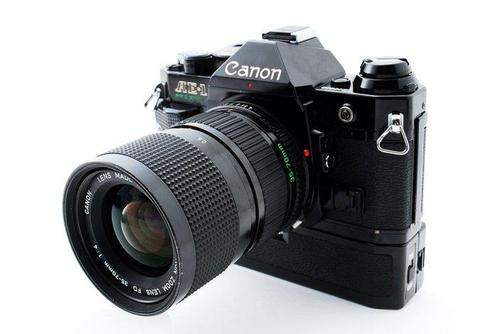 Canon AE-1 Program Black w/ FD 35-70mm f/4 & Power Winder A, Audio, Tv en Foto, Fotocamera's Analoog