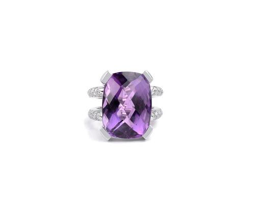 Statement ring - 18 karaat Witgoud -  19.57ct. tw. Quartz -, Handtassen en Accessoires, Antieke sieraden
