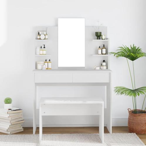 vidaXL Coiffeuse avec miroir Blanc 96x40x142 cm, Maison & Meubles, Tables | Coiffeuses, Neuf, Envoi