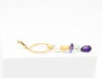 Oorbellen - 18 karaat Geel goud Chalcedoon - Amethist, Handtassen en Accessoires, Oorbellen, Nieuw